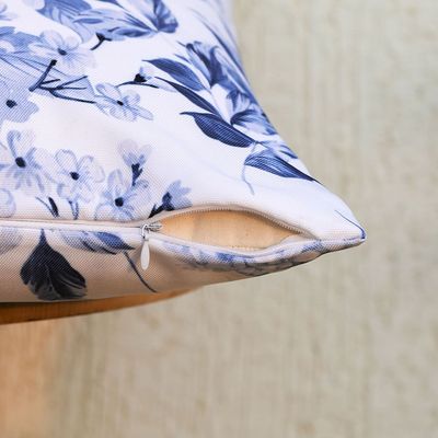 Outdoor Cushion – Hydrangea – White/Blue 50X50 Cm