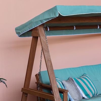 Gazala 3-Seater Wooden Swing with Canopy - Apple Green