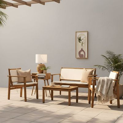 Rozana 4-Seater Sofa Set - Natural Wood