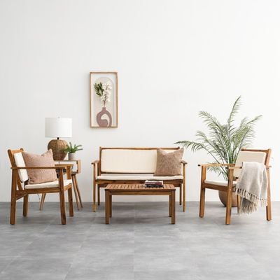 Rozana 4-Seater Sofa Set - Natural Wood