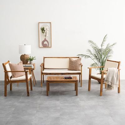 Rozana 4-Seater Sofa Set - Natural Wood