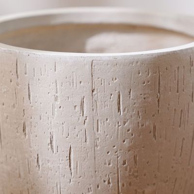 Fiber Clay Pot with Rain Drops Design - 26.5x26.5x25.5 cm - Beige