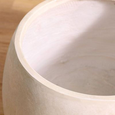 Fiber Clay Pot with Smooth Design - 42x42x29 CM - Wash Beige