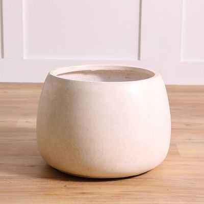 Fiber Clay Pot with Smooth Design - 42x42x29 CM - Wash Beige