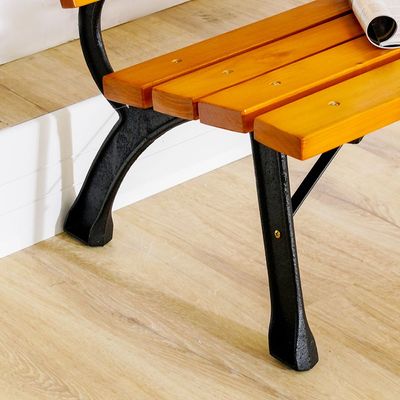 Inaya Cast Iron Park Bench - Natural Wood/Black