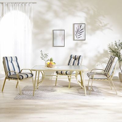 Polaris 1 + 6-Seater Dining Set - Blue/Grey Stripe
