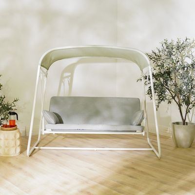 Noel 3-Seater Outdoor Swing/Bed with Canopy - Grey