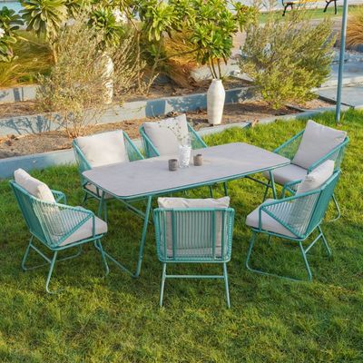 Judith 1 + 6-Seater Dining Set - Green/Grey