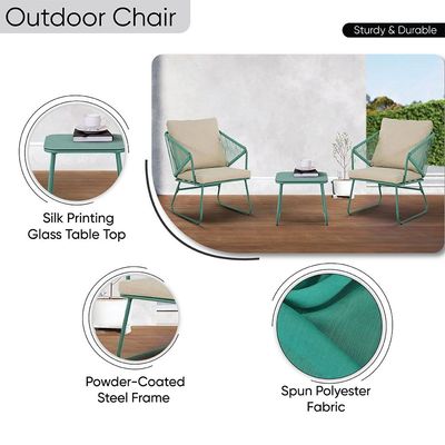 Judith 1 + 2-Seater Balcony Set - Green/Grey