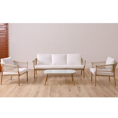 Claire 5-Seater Sofa Set - Beige/White