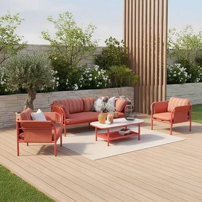 Willy 4-Seater Sofa Set - Red - With 2-Year Warranty
