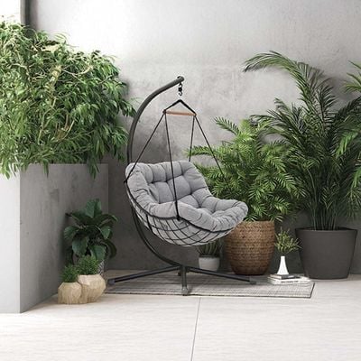 Loria Swing Chair - Walnut/Grey