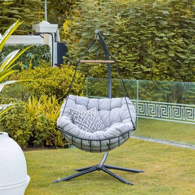 Loria Swing Chair - Walnut/Grey