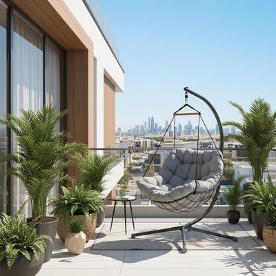 Loria Swing Chair - Walnut/Grey