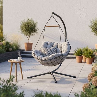 Loria Swing Chair - Walnut/Grey