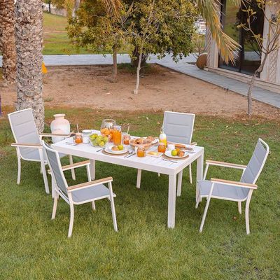 Janice 1 + 6-Seater Dining Set - Grey - With 2-Year Warranty