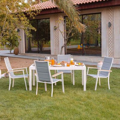 Janice 1 + 6-Seater Dining Set - Grey - With 2-Year Warranty