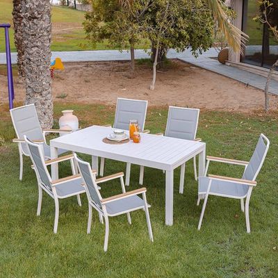 Janice 1 + 6-Seater Dining Set - Grey - With 2-Year Warranty