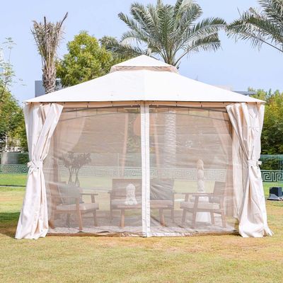 Amna Gazebo with Curtains - Beige - 3x3.6 M