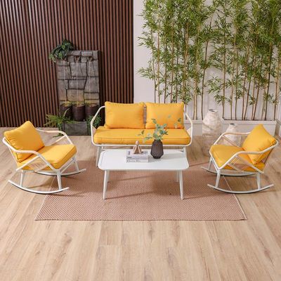 Flavia Sofa Set with Rocking Chairs - Yellow