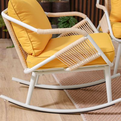 Flavia Sofa Set with Rocking Chairs - Yellow