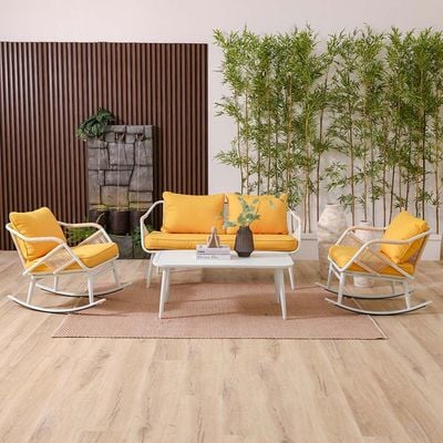 Flavia Sofa Set with Rocking Chairs - Yellow