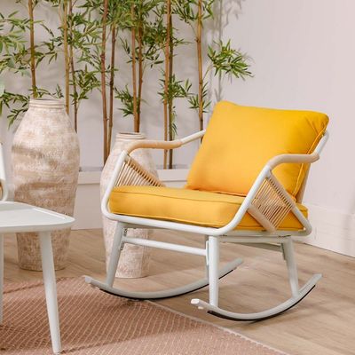 Flavia Sofa Set with Rocking Chairs - Yellow