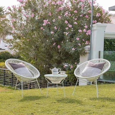 Spiral 1 + 2-Seater Rattan Balcony Set - White