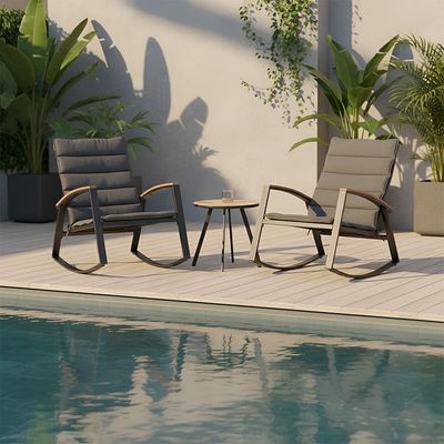 Raven 1 + 2-Seater Rocking Balcony Set - Dark Grey