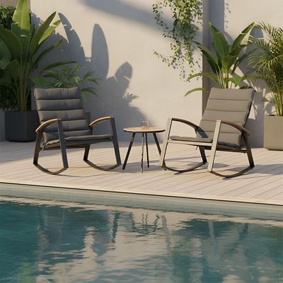 Raven 1 + 2-Seater Rocking Balcony Set - Dark Grey