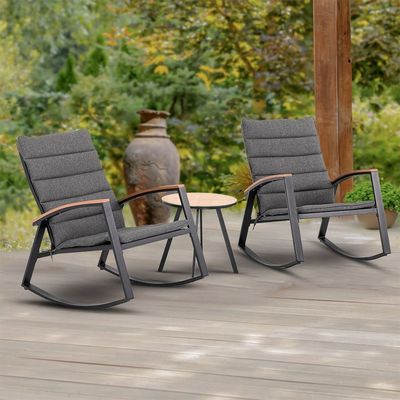 Raven 1 + 2-Seater Rocking Balcony Set - Dark Grey