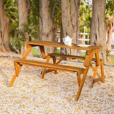 Vivian Bench cum Dining - Natural Wood
