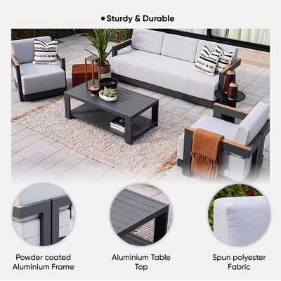 Jessica 5-Seater Sofa Set - Grey - With 3-Year Warranty