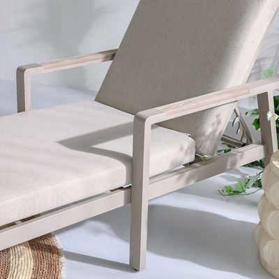 Macy Sun Lounger - Beige - With 2-Year Warranty