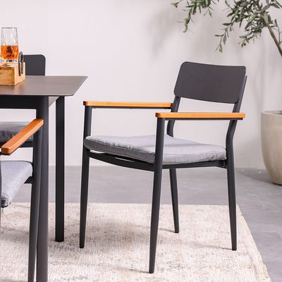 Sylas 1 + 6-Seater Dining Set - Grey/Black - With 2-Year Warranty