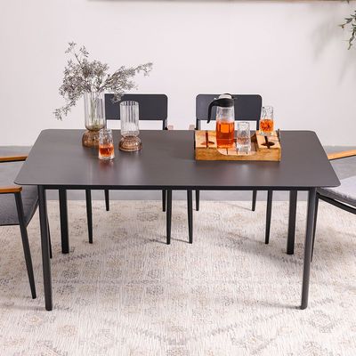 Sylas 1 + 6-Seater Dining Set - Grey/Black - With 2-Year Warranty