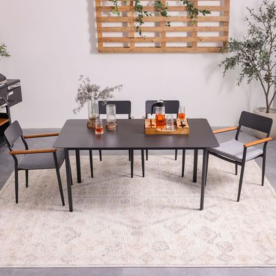 Sylas 1 + 6-Seater Dining Set - Grey/Black - With 2-Year Warranty