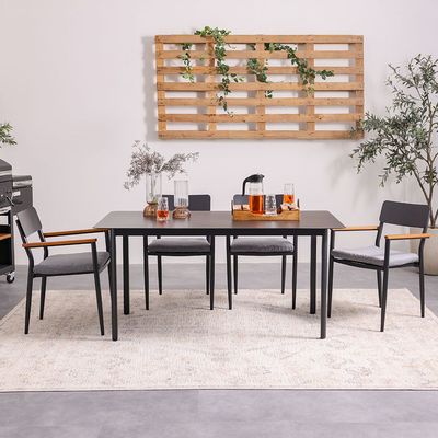 Sylas 1 + 6-Seater Dining Set - Grey/Black - With 2-Year Warranty