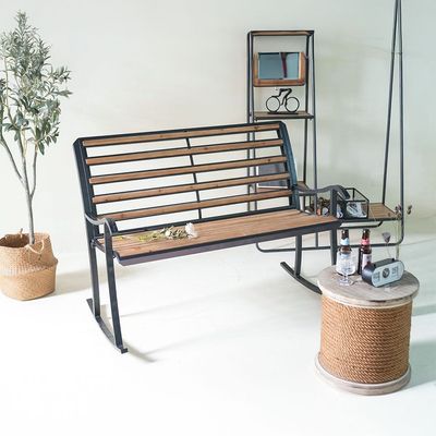 Hampton 2-Seater Rocking Bench - Black/Brown