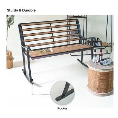 Hampton 2-Seater Rocking Bench - Black/Brown