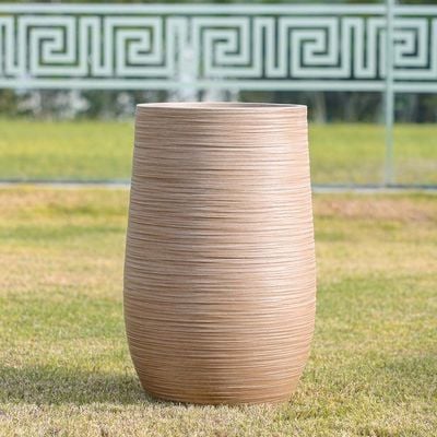 Fiber Clay Pot with Rattan Design - 25x25x40 CM