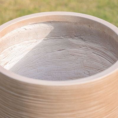 Fiber Clay Pot with Rattan Design - 25x25x40 CM