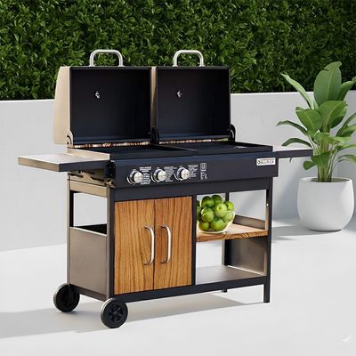 Inferno Hybrid (Gas + Charcoal) 3-Burner BBQ Grill - Black - Inf02