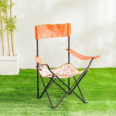 Folding Picnic Chair - Orange/White - 54x54x92 cm