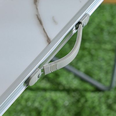 Picnic Folding Table - 80x60x70 cm - White Marble Finish