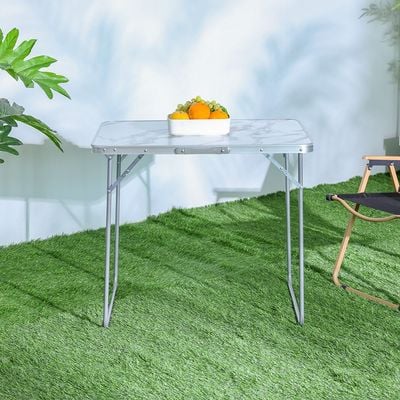 Picnic Folding Table 80X60X70Cm Marble Finish