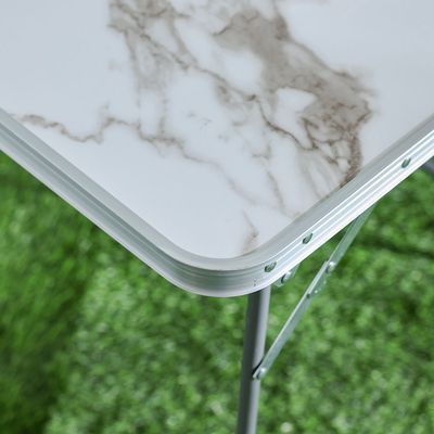 Picnic Folding Table - 80x60x70 cm - White Marble Finish