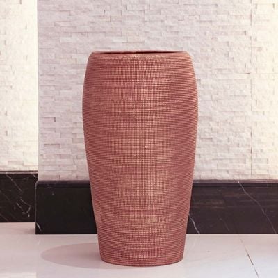 Fiber Glass Pot - Gold - 29.5x29.5x54 CM 