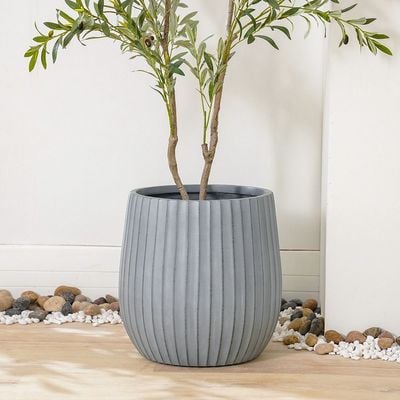 Fiber Clay Pot - Wide Ribs - Off-White - 44x44x44 CM