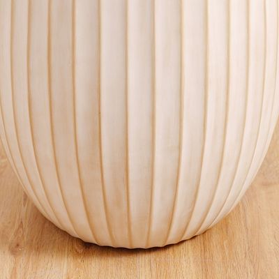 Fiber Clay Pot - Wide Ribs - Off-White - 25x25x40 CM 